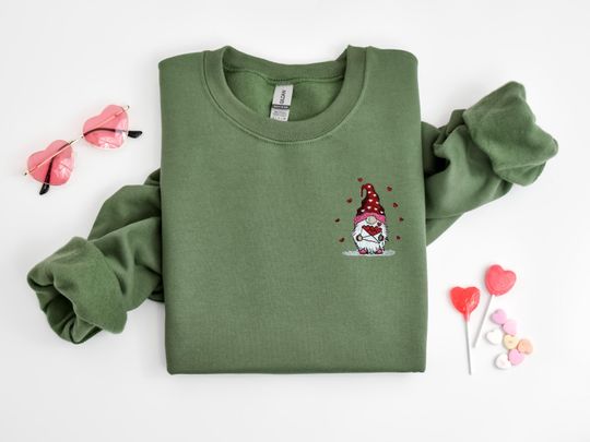 Gnome Valentine's Day Embroidered Sweatshirt