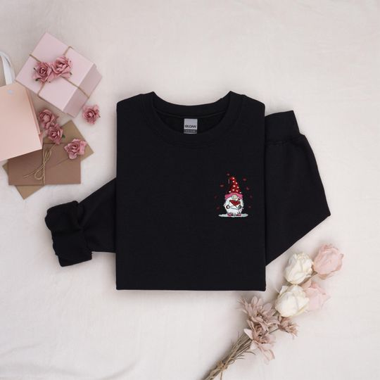 Gnome Valentine's Day Embroidered Sweatshirt