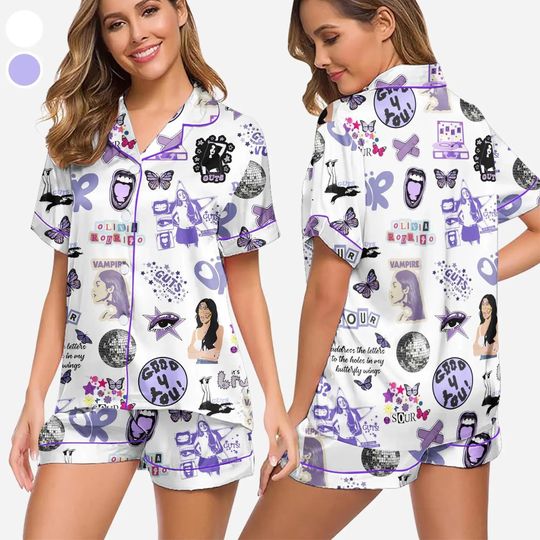 Labubu Horror Pajamas Set, Horror Character Pajamas, Button Up Sleepwear