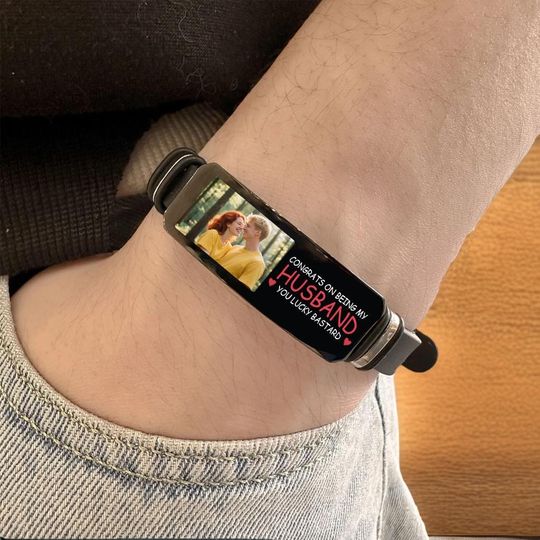 Custom Photo Silicone Rubber Wristband with Message for Husband