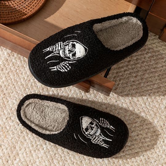 Halloween Funny Skull Face Slippers, Halloween Gift, Christmas Gift