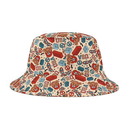 Smiles & Stripes Bucket Hat, USA Bucket Hat, American Hat