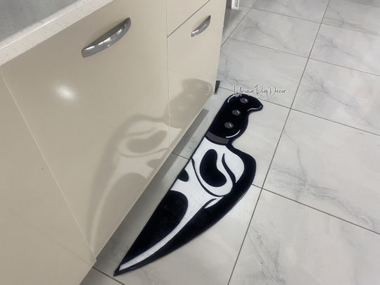 Ghost Face Rug, Horror Movie Shaped Rug, Kitchen Decor, Scary Mat, Gothic Rug