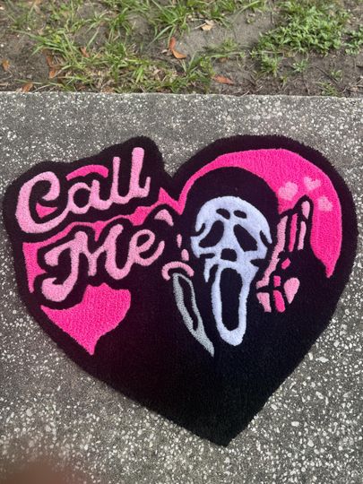 ghostface heart rug, Halloween Gift, Halloween Home Decor