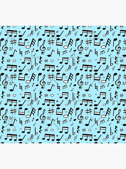 Variation to Music Symbols Design and with a Light Blue Background Socks
