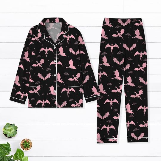 Bookish Dragon Rider Pajama Set for Adults, Fourth Wing Pajamas, Violet Sorren Family Pajamas