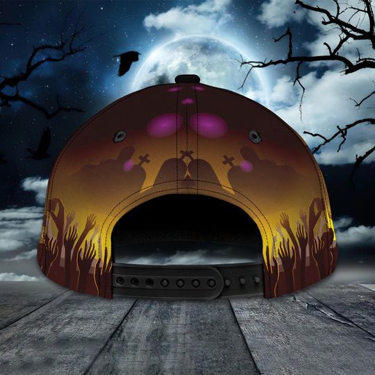 Custom Name Halloween DJ Cap with Spooky Skeleton Graveyard Design for Costume