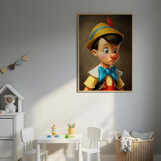 Pinocchio Portrait Wall Art, Printable Vertical Poster, Eclectic Canvas Wall Decor
