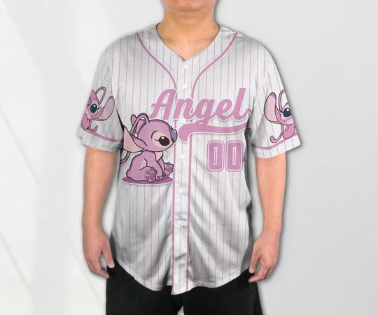 Personalized Angel Baseball Shirt Custom Name Jersey Cartoon Birthday Gift