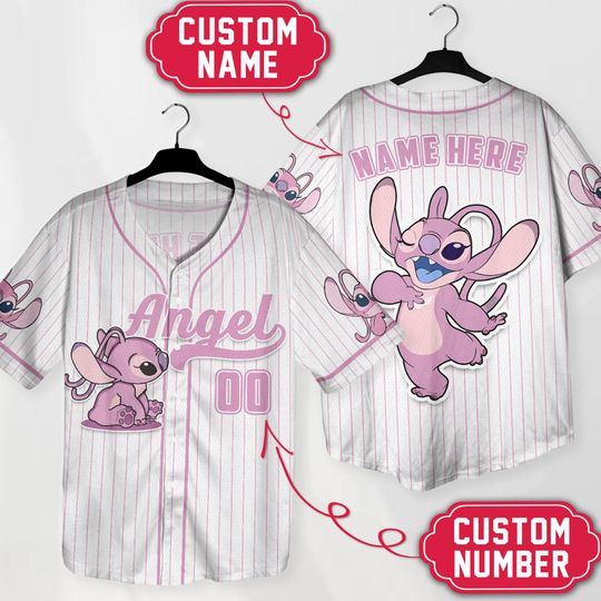 Personalized Angel Baseball Shirt Custom Name Jersey Cartoon Birthday Gift