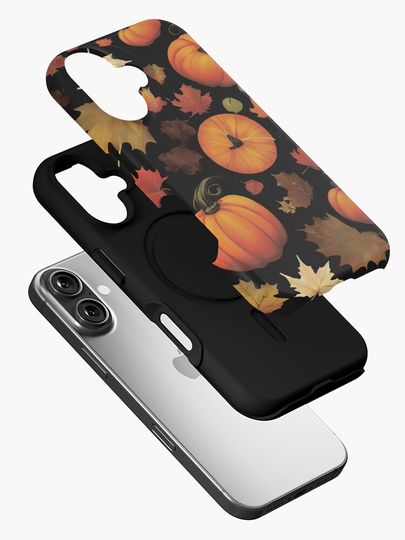 Pumpkins and autumn leaves. iPhone Case