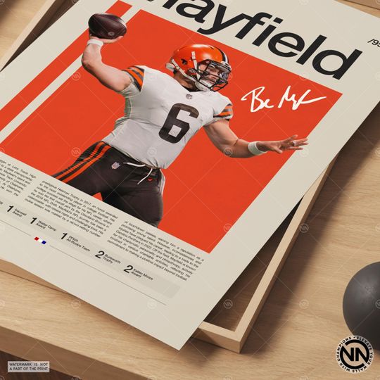 Baker Mayfield Poster, Cleveland Browns Print, football Poster, Sports Poster, football Fans, Football Poster, football Wall Art, Sports Bedroom Posters