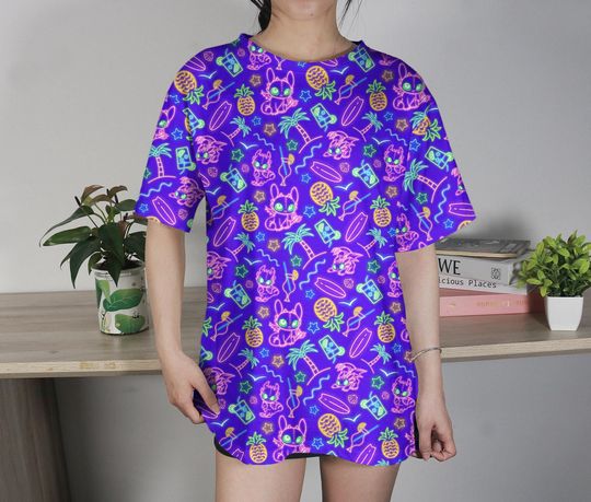 Toothless Neon Tropical T-Shirt, Cute Beach Dragon Tee