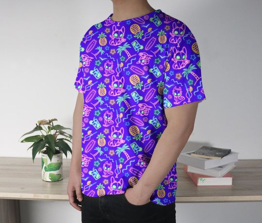 Toothless Neon Tropical T-Shirt, Cute Beach Dragon Tee