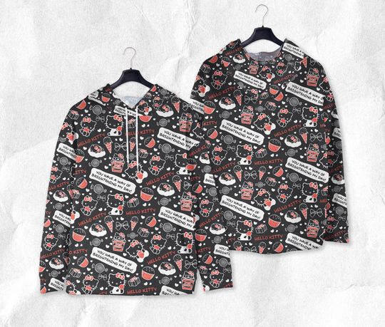 Hello Kitty Hoodie, Kitty Sweatshirt, Cute Cartoon Candy Print Pullover
