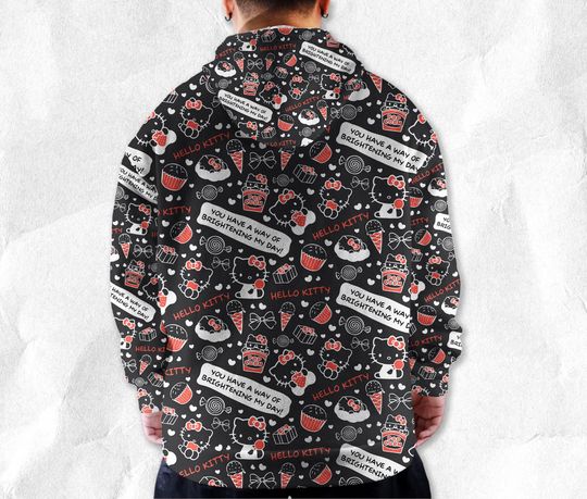 Hello Kitty Hoodie, Kitty Sweatshirt, Cute Cartoon Candy Print Pullover
