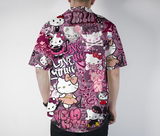 Hello Kitty Hawaiian Shirt Tropical Button Up Shirt Aloha Hawaii Set