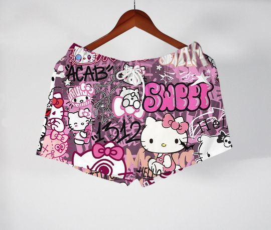 Hello Kitty Hawaiian Shirt Tropical Button Up Shirt Aloha Hawaii Set