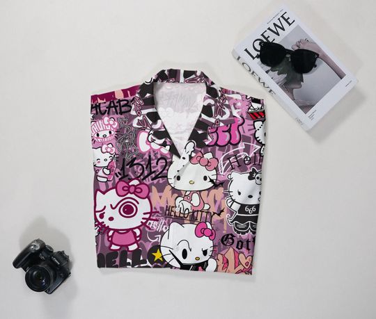 Hello Kitty Hawaiian Shirt Tropical Button Up Shirt Aloha Hawaii Set
