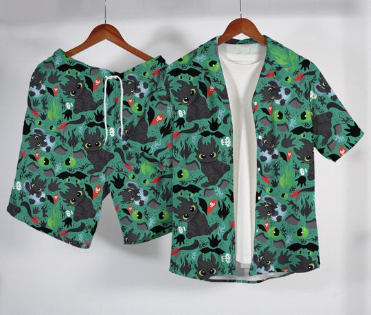Toothless Hawaiian Shirt Tropical Button Up Shirt