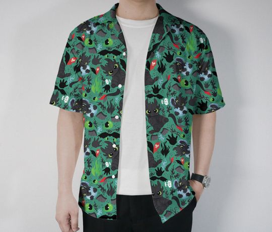 Toothless Hawaiian Shirt Tropical Button Up Shirt