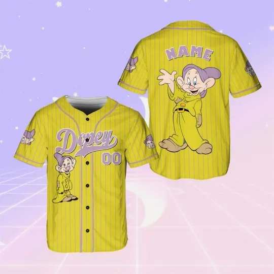 Personalized Dopey Dwarf Jersey Shirt - Snow White and 7 Dwarfs Baseball Tee