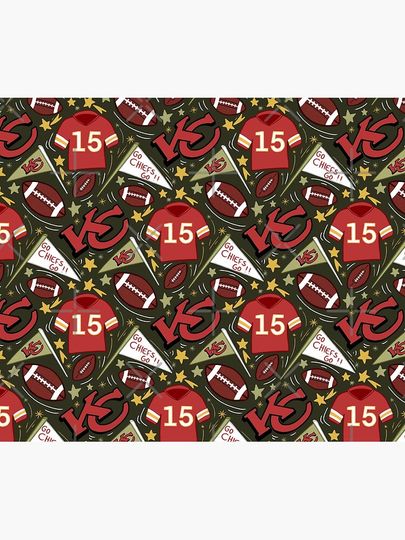 Patrick Mahomes chiefs pattern (khaki green)  Throw Blanket, Gift for Fan