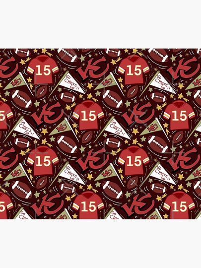 Patrick Mahomes chiefs pattern (dark red)  Throw Blanket, Gift for Fan