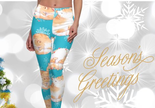 Christmas Cat Leggings Cat Lover Gift, Cats Christmas