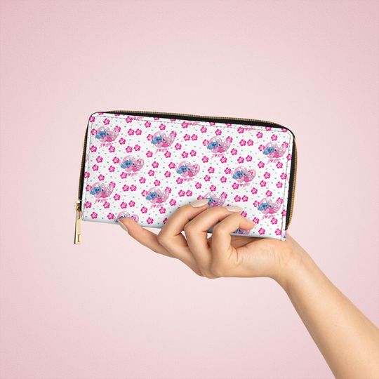 Stitch Zipper Wallet, Flower Pattern Clutch, Stylish Women Accessories