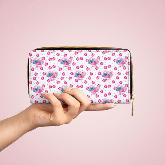 Stitch Zipper Wallet, Flower Pattern Clutch, Stylish Women Accessories