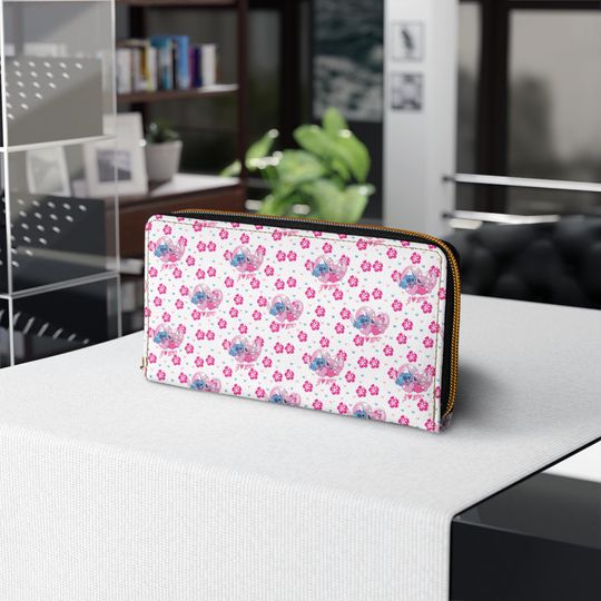 Stitch Zipper Wallet, Flower Pattern Clutch, Stylish Women Accessories