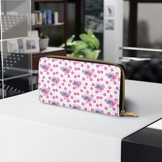 Stitch Zipper Wallet, Flower Pattern Clutch, Stylish Women Accessories