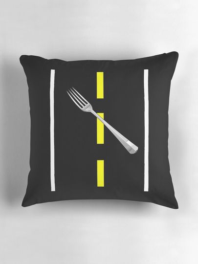 A Fork in the Road Funny Halloween Pillow