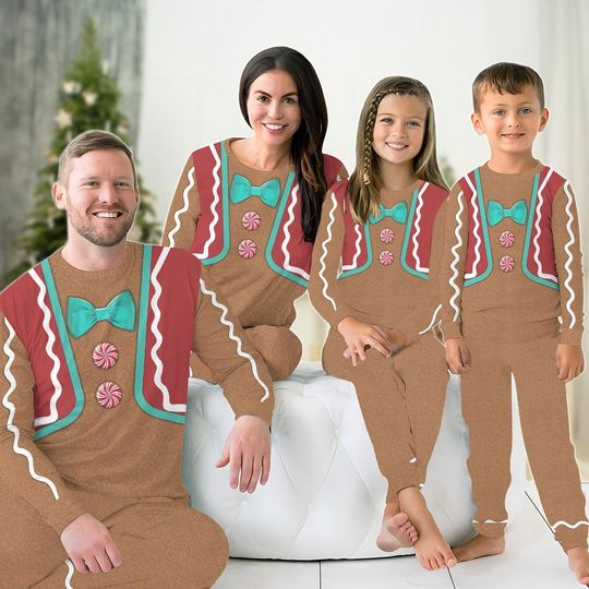 Gingerbread Man Custom Pajamas, Family Pajamas Set