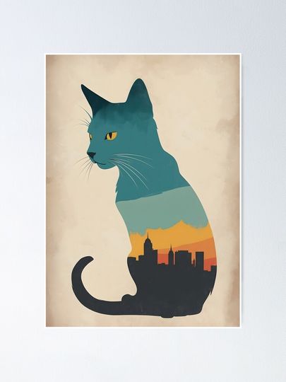 Retro Halloween Cat Poster