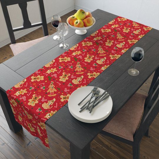 Mickey Christmas Table Runner, Gingerbread Decor, Holiday Table Decor