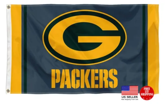 Packerr FLAG 3X5 Green Bay Banner New Grey USA Shipping Modern