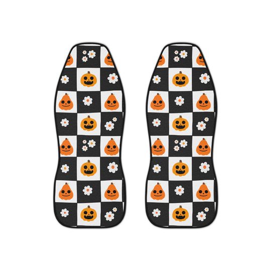 Pumpkin & Daisy Car Seat Covers: Halloween Car Decor