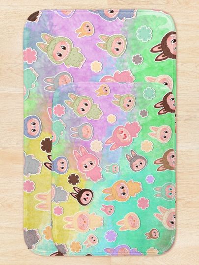 Labubu Pattern Bath Mat, For Bathroom, For Kitchen