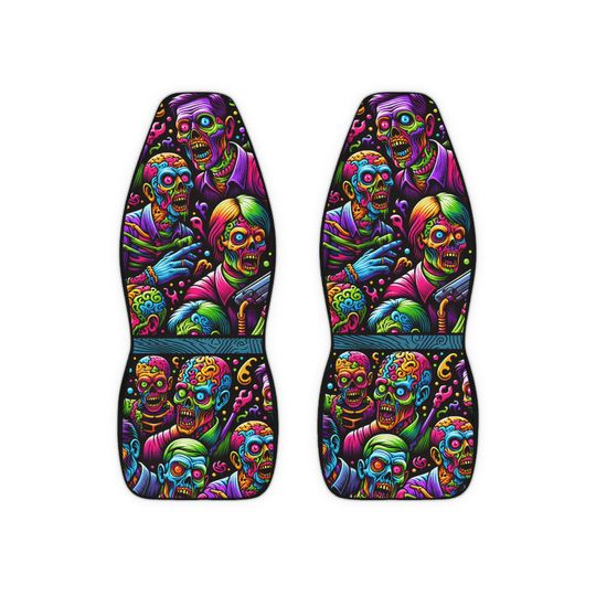Vibrant Zombie Car Seat Covers | Funky Auto Accessories, Halloween Decor, Car Interior Upgrade, Gift for Horror Fans, Unique Car Accessories