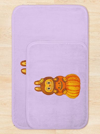 Pumpkin Labubu Bath Mat, For Bathroom, For Kitchen