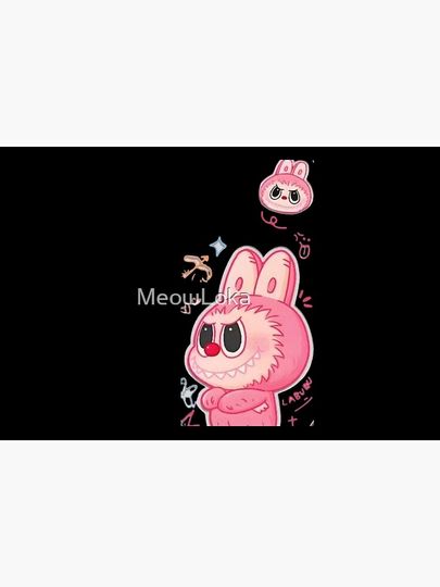 Labubu - Monstre Kawaii Macaron Rose Bath Mat, For Bathroom, For Kitchen