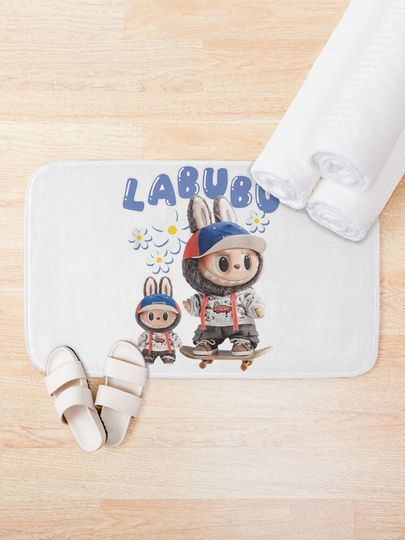 labubu party meme, funny labubu lover c u t e bath mat, for bathroom, for kitchen