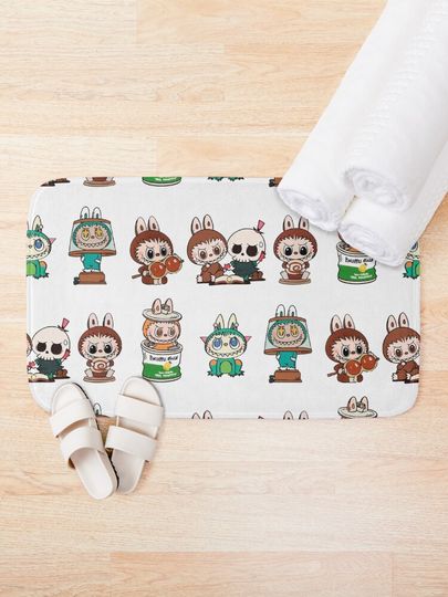 Labubu monsters sticker bundle pack Bath Mat, For Bathroom, For Kitchen