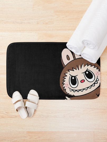 Labubu zimomo monster CHESTNUT BROWN Bath Mat, For Bathroom, For Kitchen