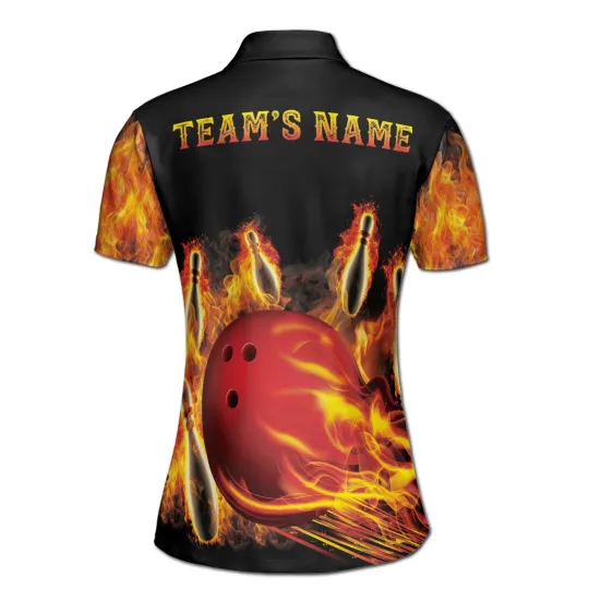 Women's Personalized Bowling on Fire Texas Polo Shirt