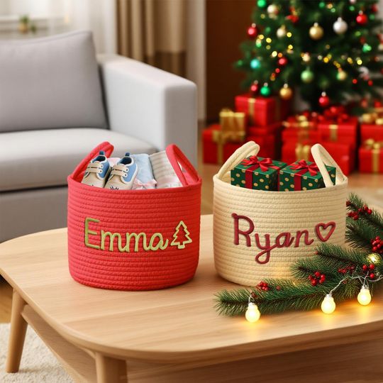 Personalized Christmas Baby Basket: Holiday Keepsake Storage
