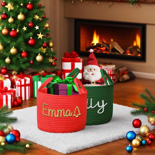 Personalized Christmas Baby Basket: Holiday Keepsake Storage