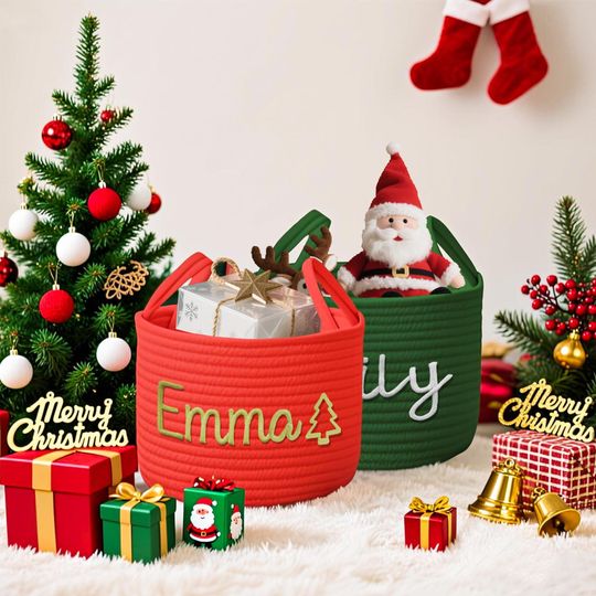 Personalized Christmas Baby Basket: Holiday Keepsake Storage